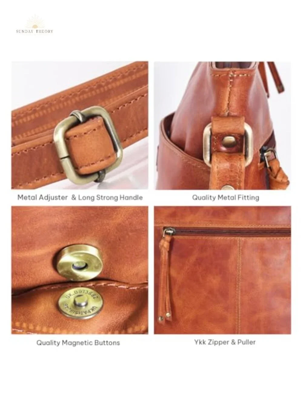 Genuine Leather Crossbody Purse with Adjustable Strap